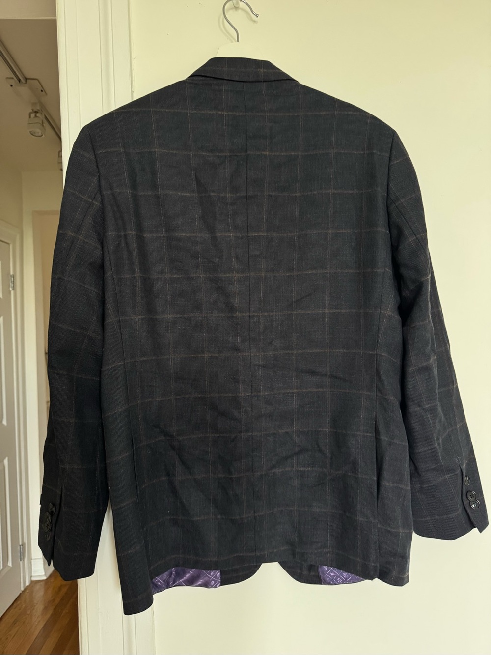 Ted Baker Men's Navy Windowpane Blazer - Classic Two-Button Suit Jacket - Picture 9 of 11